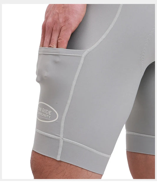 2025 Men's Cycling Bib Shorts High-Waisted Breathable Biking Bicycle Bibs Pants MTB Cycling Clothing Man with Pockets