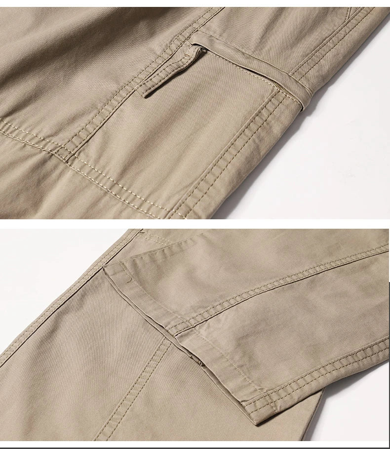 High Quality Men's Trousers Cargo Pants Zipper Pockets Elastic Waist with Banding Casual Sports Hiking Training Dungarees