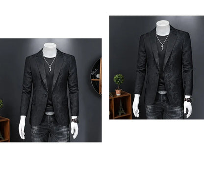 British Style Luxury Jacquard Blazers Men Clothing 2022 Business Slim Fit Casual Suit Coat Men Groom Wedding Suit Printed Blazer