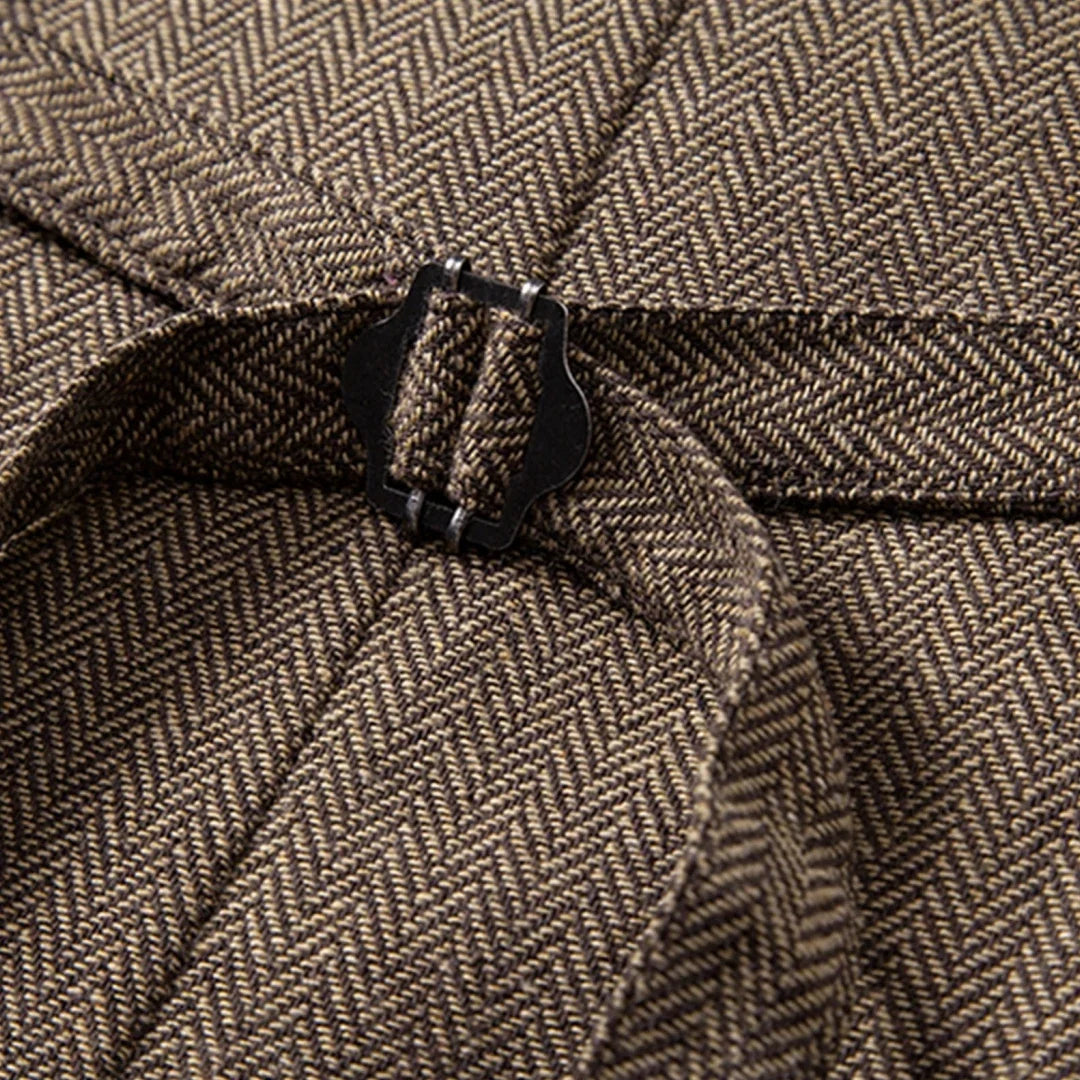 Men Vest Brown Herringbone Single Button V Neck Waistcoat For Wedding Banquet Office Business Work Casual Daily Men Suit Vest