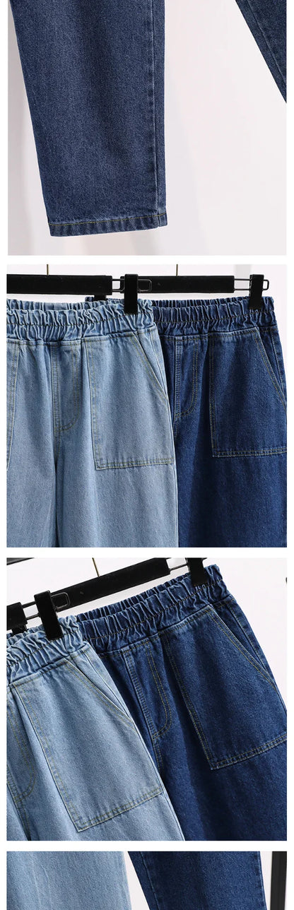 plus Size Denim Trousers High Waist Straight Leg Women's Spring Faion Slimming Long Pants Casual Harajuku Sle Jeans