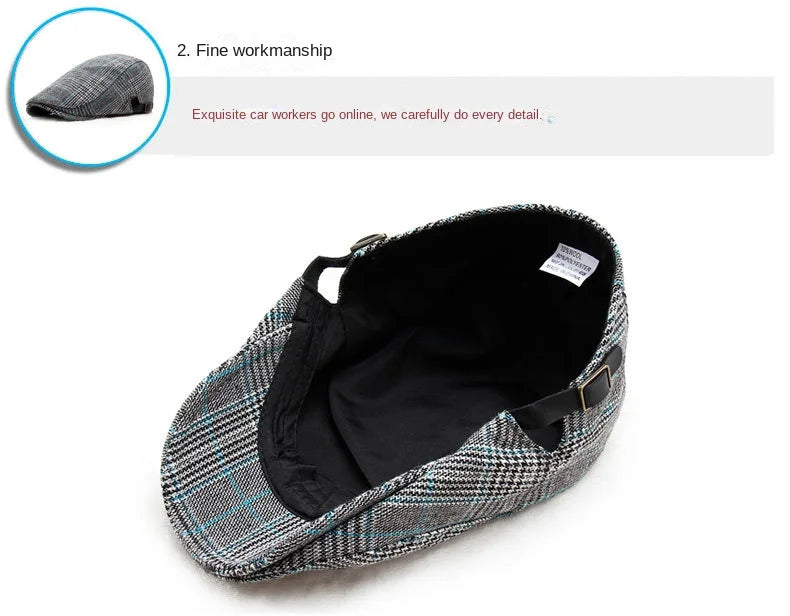 Men's Women's Beret Herringbone Flat Ivy Newsboy Hat Wool Blend Gatsby Cabbie Adjustable Cap