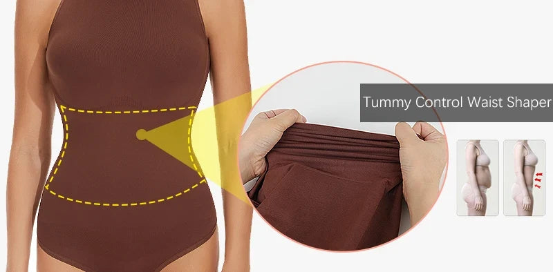 Bodysuits Sexy Sleeveless Crew Neck Shapewear Thong for womens Waist Trainer Tanks Tops Slim Tummy Control Body Shaper