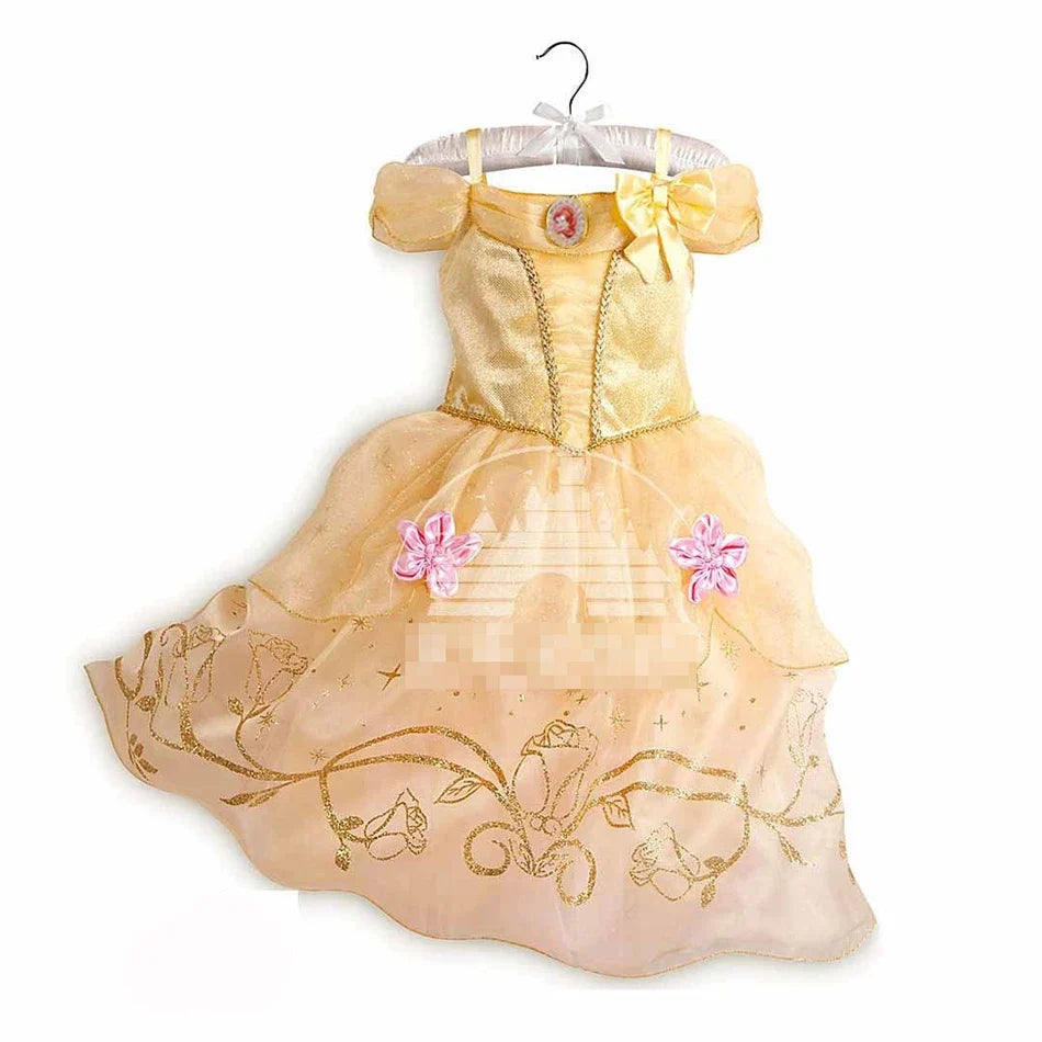 Muababy Princess Dress for Girls Aurora Belle Elsa Jasmine Cosplay Costume Party Halloween Carnival Outfit Kids 2-8Y Vestido
