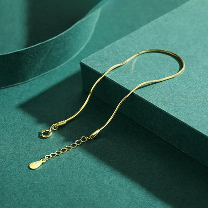 Solid 925 Sterling Silver Simple Charm Snake Chain Bracelet Trendy Gold Color Bracelets For Women Party Fine Jewelry Gift
