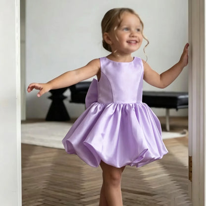 Elegant Bubble Skirt Elegant White Flower Girl Dress Suitable for Birthday Parties, Family Gatherings, Summer Sunshine