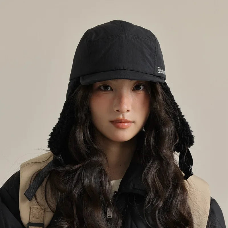 High Quality Unisex Winter Letter Printed Lei Feng Cap Fleece Lined Warm Outdoor Skiing Flight Hat Ear Protection Russian Hat