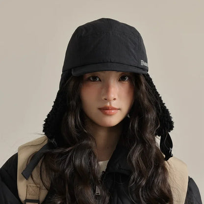 High Quality Unisex Winter Letter Printed Lei Feng Cap Fleece Lined Warm Outdoor Skiing Flight Hat Ear Protection Russian Hat