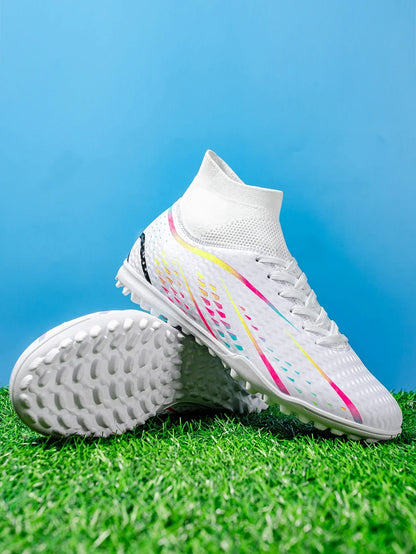 Wear Resistant TF Turf Soccer Boots PU Elastic Fabric Upper Rubber Stable Grip Sole Youth Boys Girls Football Shoes