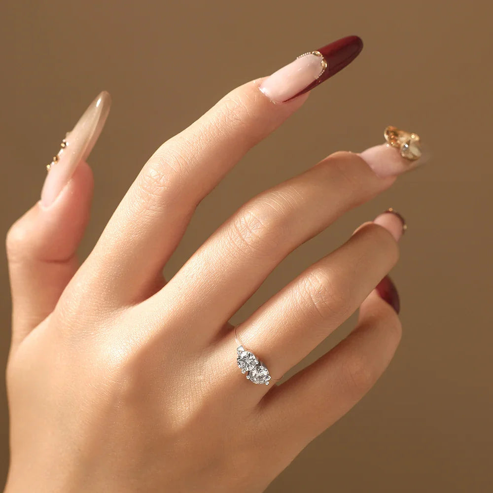 1.0CTW Round Cut Moissanite Rings for Women S925 Silver Trendy Transparent "Fishing Line" Ring Party Daily Wear Jewelry