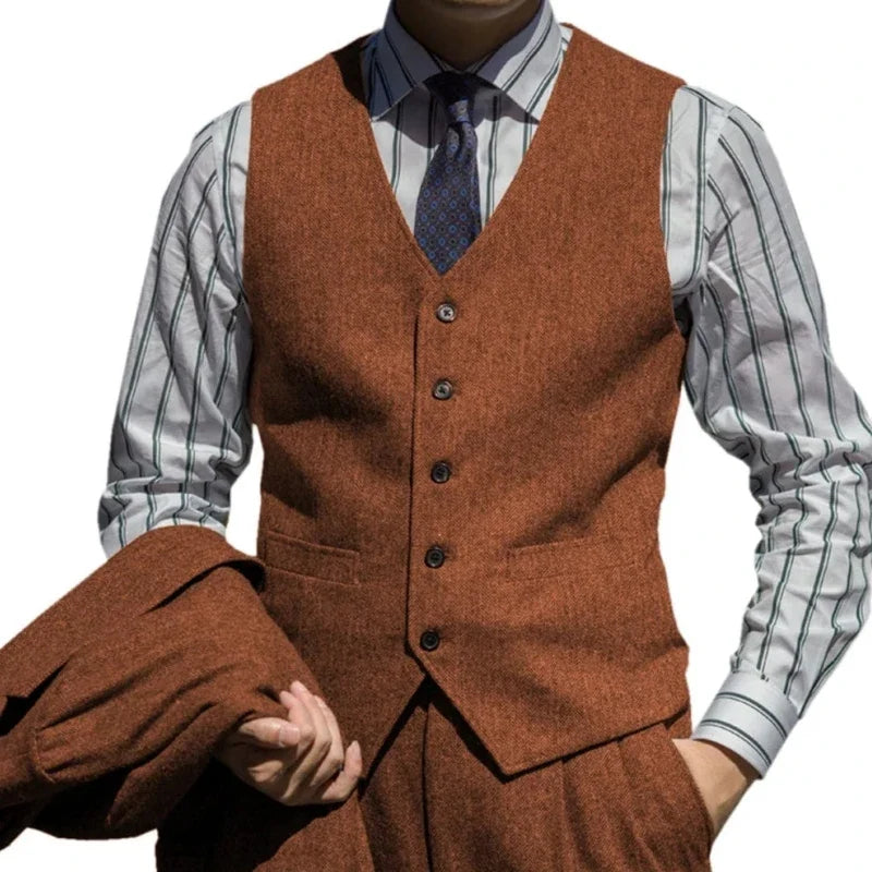 Men Suit Green Herringbone Single Button Waistcoat For Wedding Birthday Banquet Business Daily Work Set Men Suit Vest