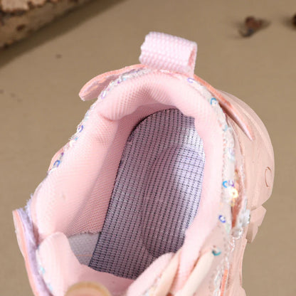 Children Shoes 2025 New Spring Toddler Girls Sport Shoes Bling Bling Soft Sole Breathable Outdoor Tennis Fashion Kids Sneakers