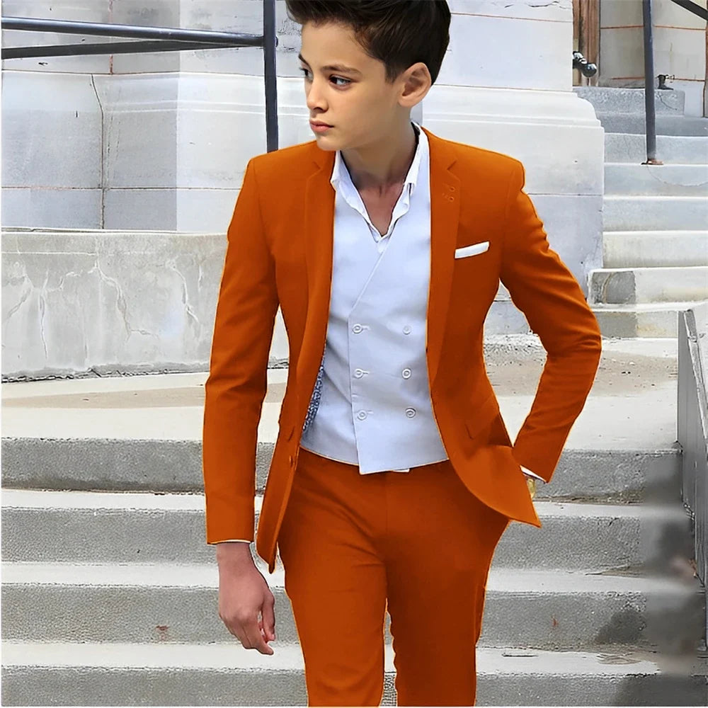 Formal Boys Slim Fit Suits 2 Pieces Birthday Party Tuxedo,Smart Handsome Kids Suit Set Wedding Guest Outfit Plus Size 2-20T