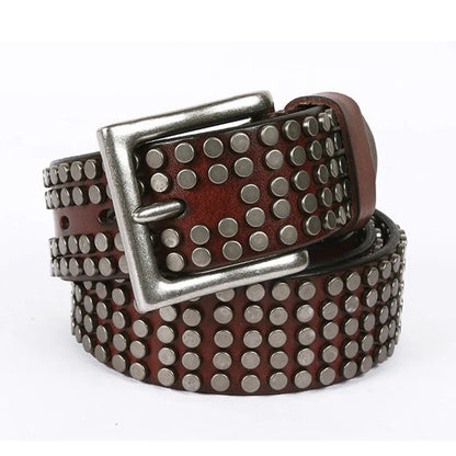 Top Heavy Metal Genuine Leather Belt Men Cowskin Cowboy Belt Ceinture Homme Punk Jeans Strap Wide Cinturon Mujer Waistband