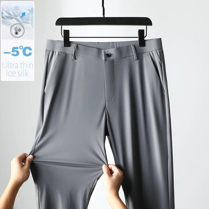 High Elastic Ultra-thin Casual Pants Men's Quick-drying Comfortable Soft Business Korean Spring Summer Trousers Brand Clothes