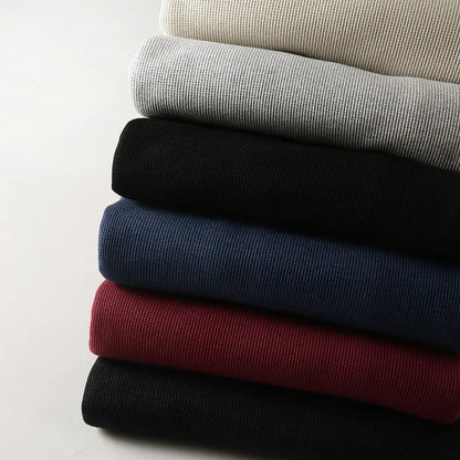 Men's Fleece - Lined Thickened Long - Sleeved Henley Neck Waffle Knit T - Shirt