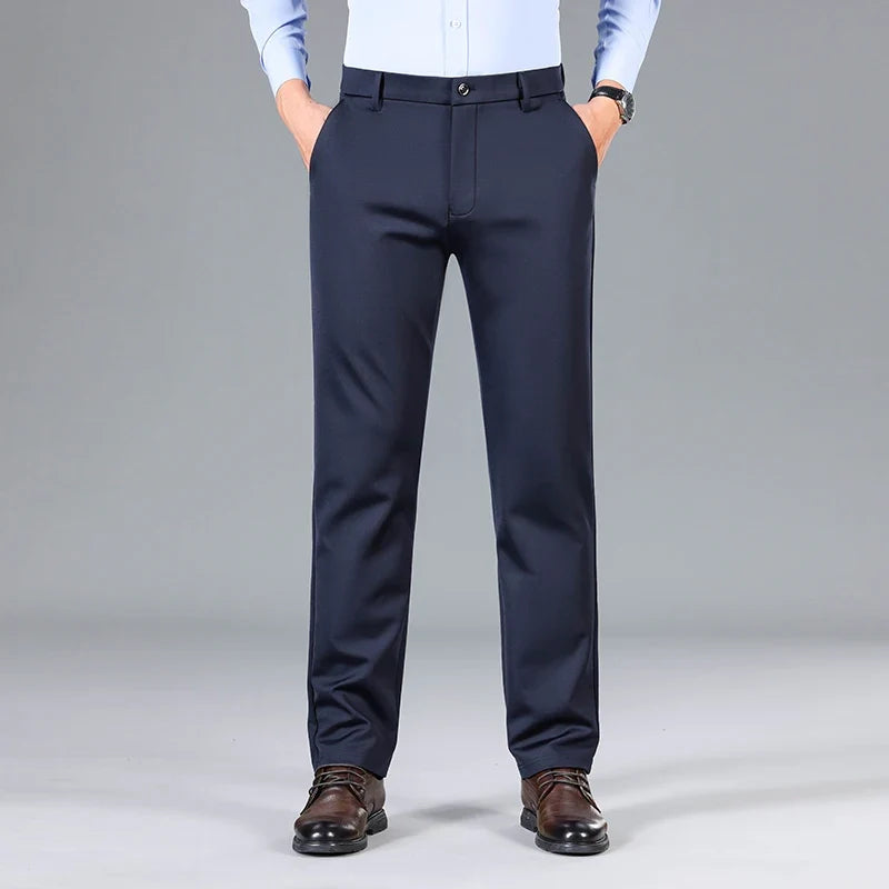 2026 New Summer Thin Embroidery Suit Pants Men Straight Classic Business Work Grey Long Formal Trousers Male Plus Size 29-40 42