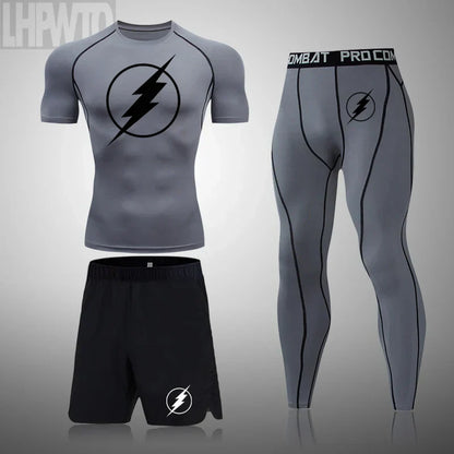 2024 Men's Running Fitness Sportswear Athletic T-Shirt Training Gym Clothes Sports Suits Workout Jogging Rashguard Men's Kit