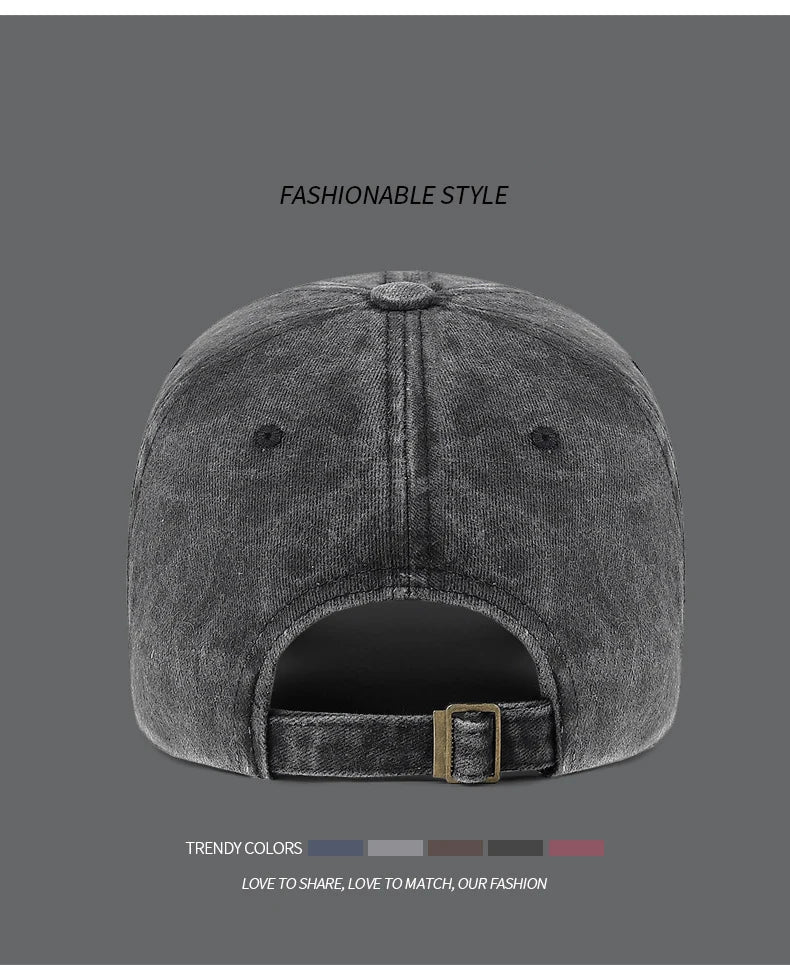 Baseball Cap Korean Washed Cotton Soft Top Hat Four Seasons Men's And Women's Embroidered American Letter Cap