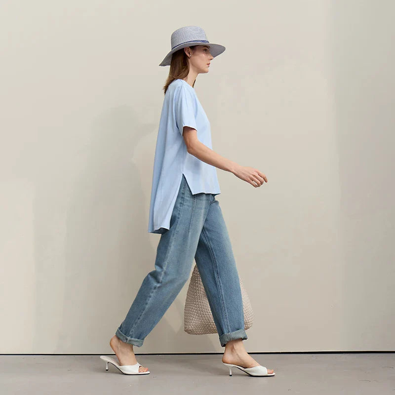 Straight-leg Pants 2026 Spring New Solid Color Casual Washed Denim Trousers Versatile Basic Cotton Women's Pants 12621040