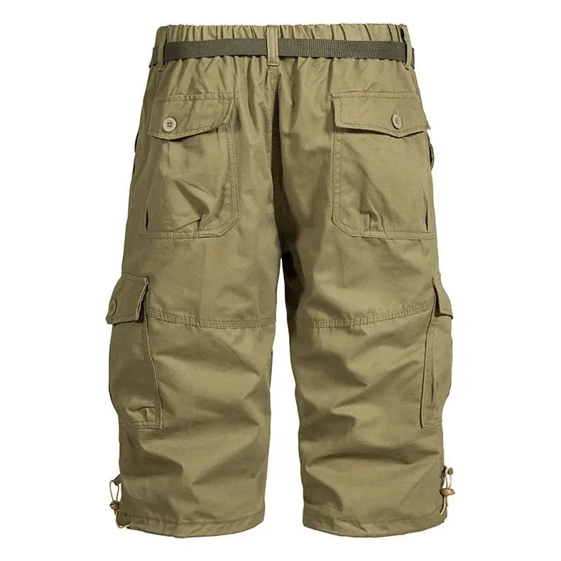Men Summer Capri Pants Men Plus Size Multi Pocket Cargo Shorts Men Casual Outdoor Breathable Lightweight Daily Wear Street Style
