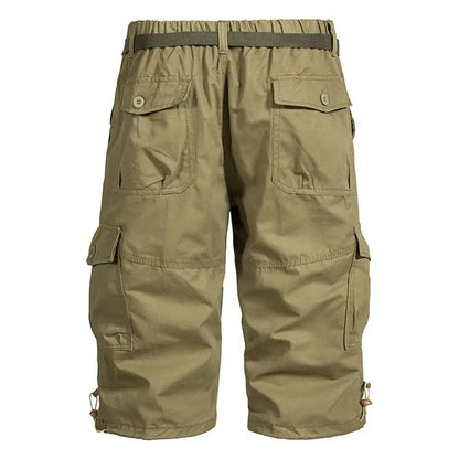 Men Summer Capri Pants Men Plus Size Multi Pocket Cargo Shorts Men Casual Outdoor Breathable Lightweight Daily Wear Street Style