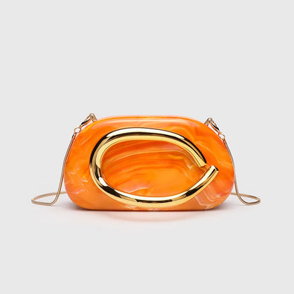 Classic round Box Handheld Dinner Bag Miniature Retro Metal Handle Chain Shoulder Strap Crossbody Bag Street Trend Hard PU Bag