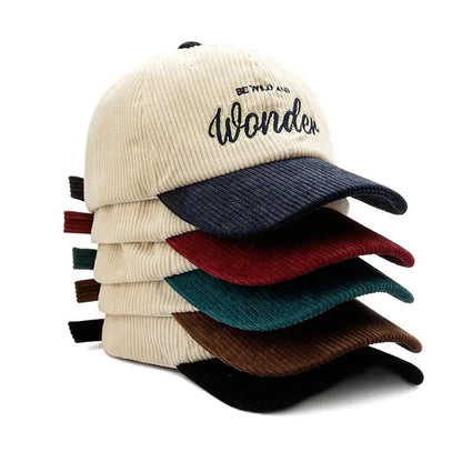 Corduroy Embroidery Baseball Cap Korean Retro Adjustable Hat for Men Women Casual Outdoor Travel Breathable Fashion Sports Wear