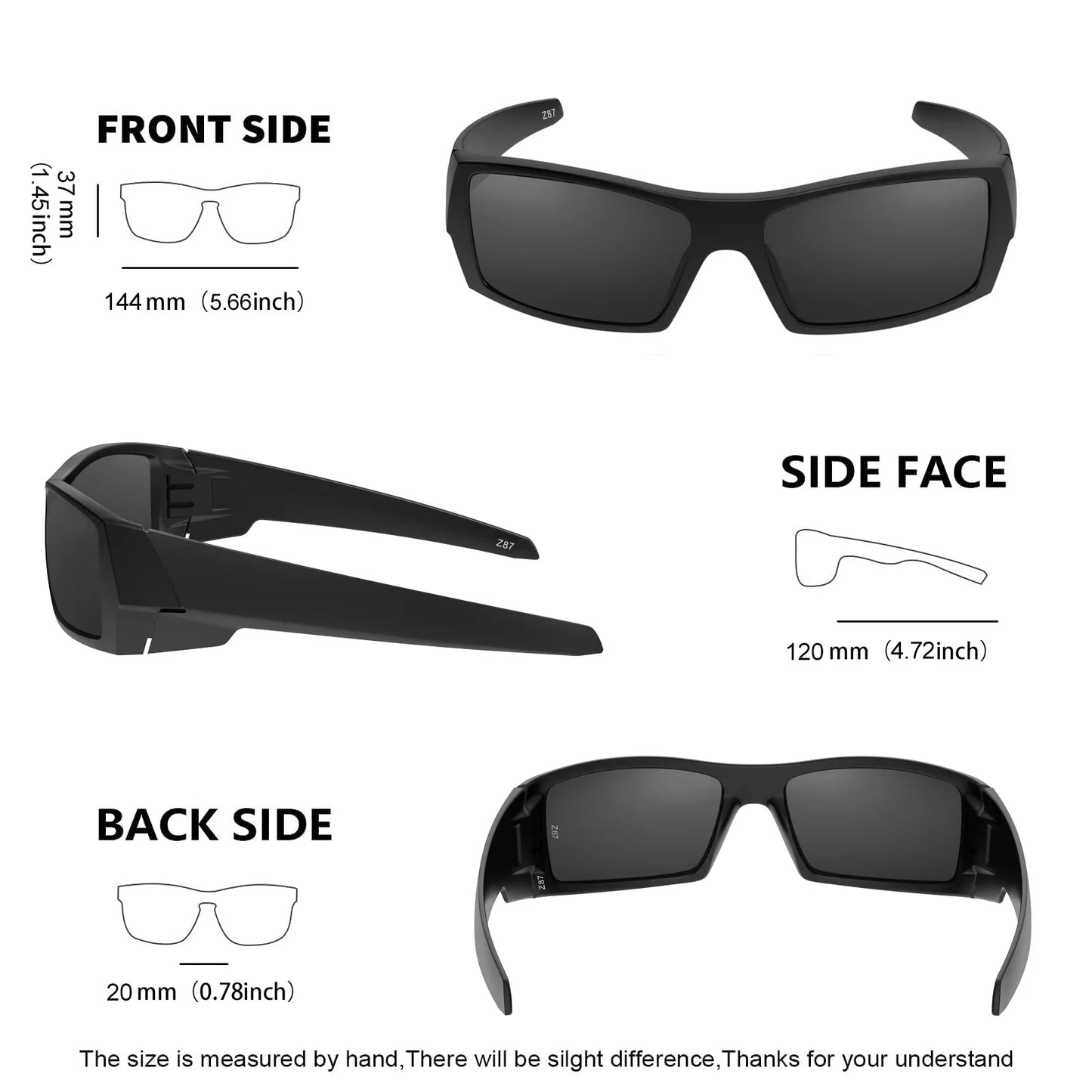 Z87 Polarized Sunglasses Men Women Wrap Around Sport Driving UV400 Retro Vintage Shield Safety Glasses 8231