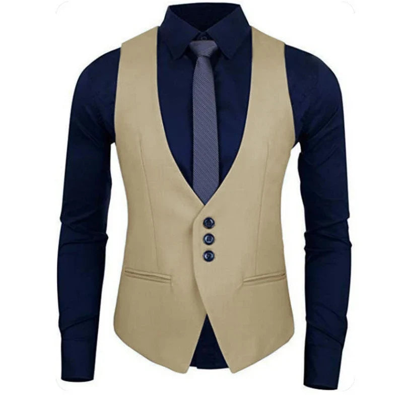 Men Vest White Solid Color Single Button Waistcoat For Wedding Business Banquet Work Formal Casual Men Suit Vest