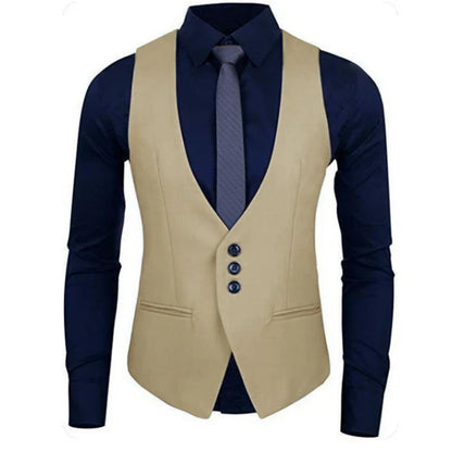Men Vest White Solid Color Single Button Waistcoat For Wedding Business Banquet Work Formal Casual Men Suit Vest