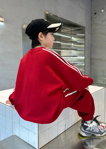 Spring Autumn Boys Striped Sports Sweatshirt+Sweatpant Workout Set School Kids 2PCS Tracksuit Children Outfit Jogger Suit 5-16Yr
