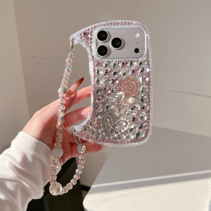 Rhinestone Hand bag Lollipop Design Phone Case For iPhone 17 Pro Max 16 15 14 13 Pro Max 15 14 16 Plus 17Air Fashion Trend Case