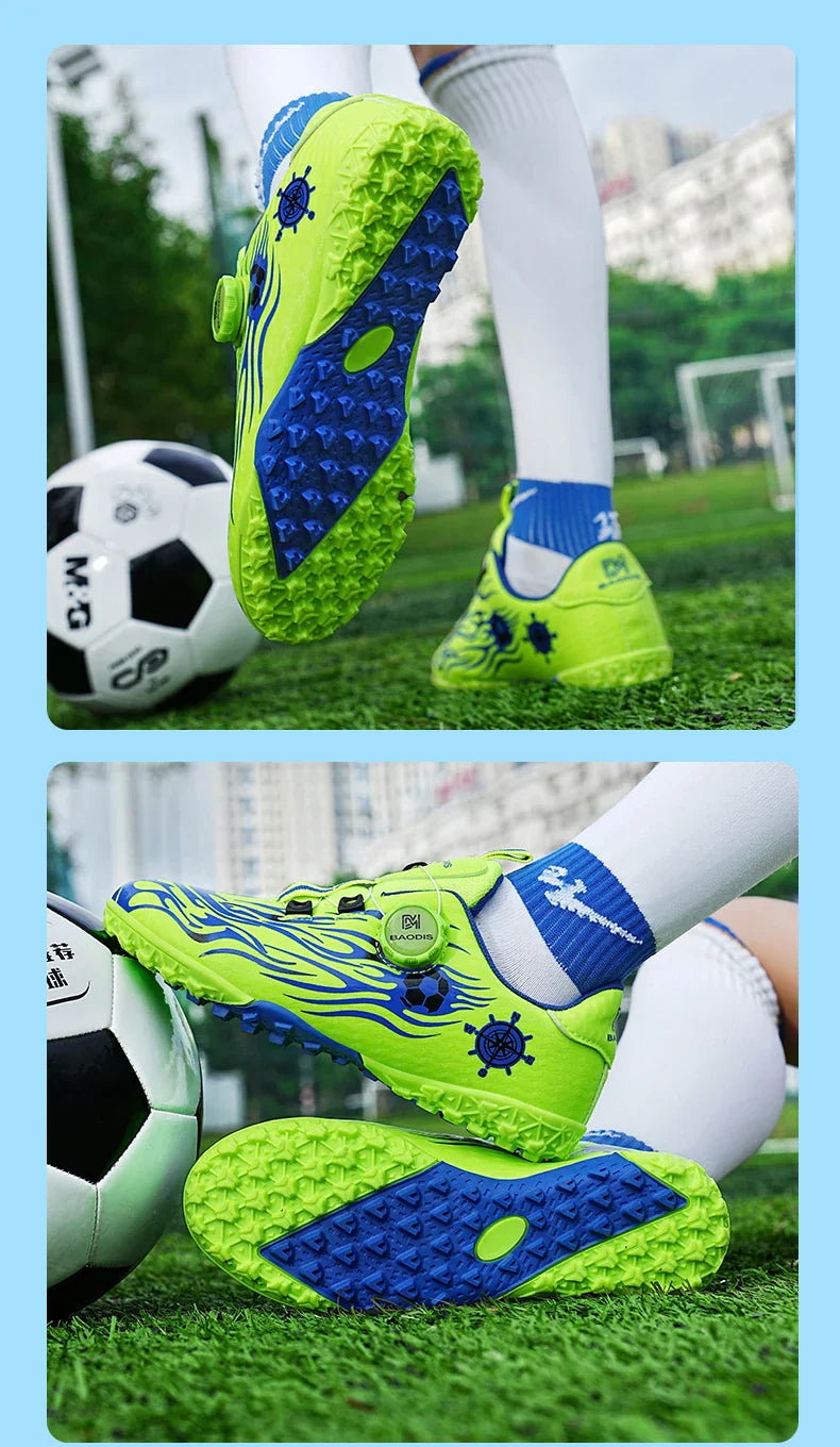 Kids Turf Soccer Cleats Children Football Shoes Breathable Lightweight Training Sneakers Non-Slip Athletic Sport Boots Boys Girl