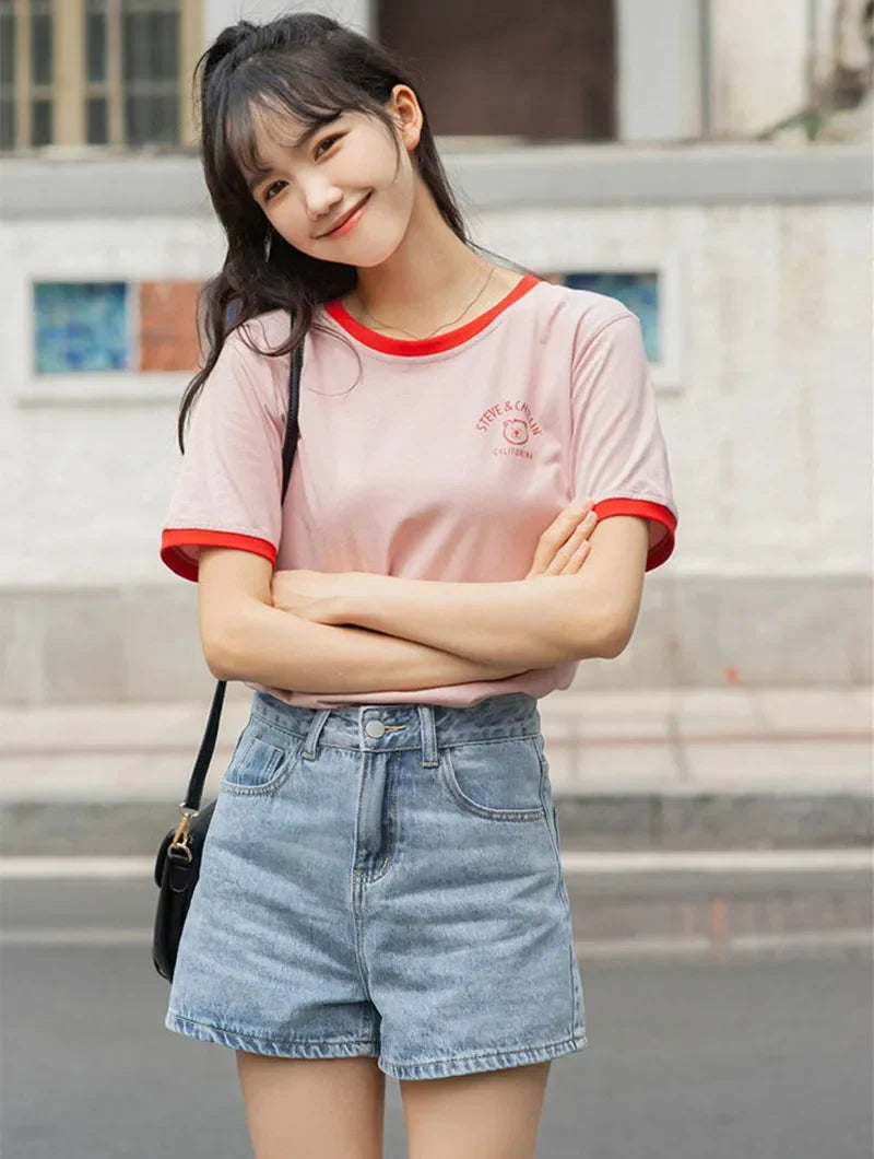Lucyever Wide Leg Denim Shorts Women Casual High Waist Loose Straight Shorts Woman 2025 Spring Summer Classic Button Jean Shorts