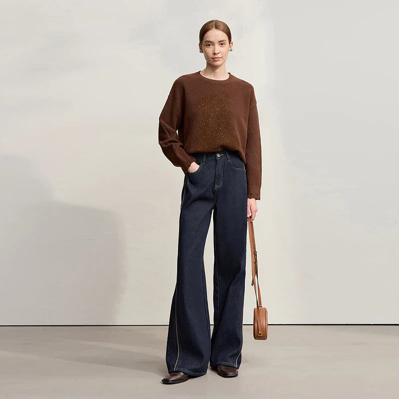 Jeans Pants For Woman 2025 Winter New Cotton Warm Medium And Low Waist Pants Wide Leg Loose Denim Trousers Women 12544157