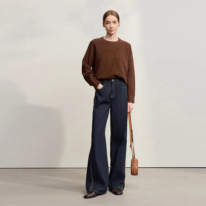 Jeans Pants For Woman 2025 Winter New Cotton Warm Medium And Low Waist Pants Wide Leg Loose Denim Trousers Women 12544157