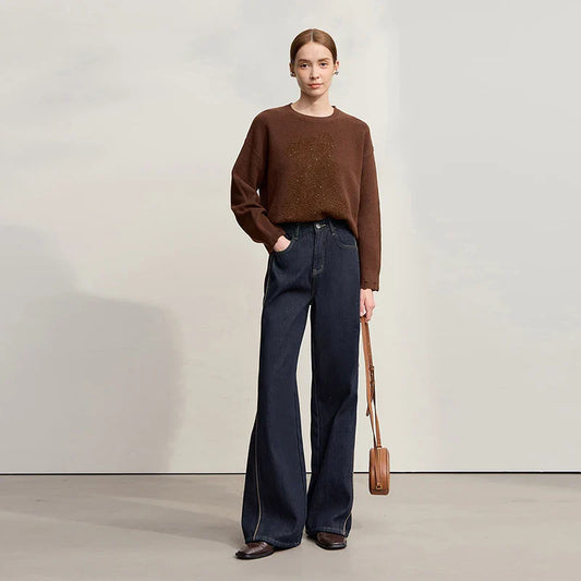 Jeans Pants For Woman 2025 Winter New Cotton Warm Medium And Low Waist Pants Wide Leg Loose Denim Trousers Women 12544157
