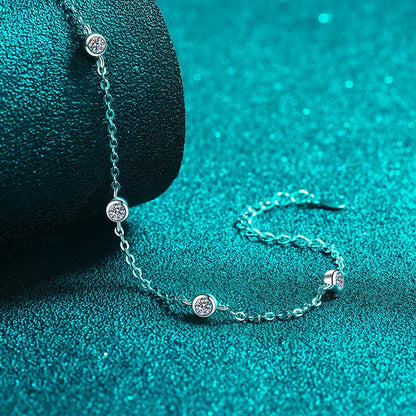 Luxury D Color Full 3/3.5mm Round Bubble Moissanite Diamond Tennis Necklace for Women Party S925 Silver 2-Layer Neck Chain