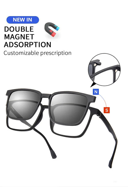 Gradient Men Flip Up Clip on Men Driving Polarized Oversized Optical Myopia Glasses Magnetic Eyeglasses For Women TJ2191