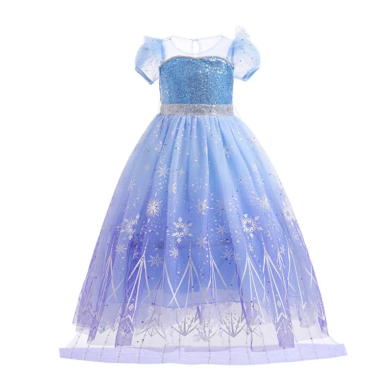 Halloween Girl Elsa Role Playing Dress Light Up Halloween Frozen Carnival Apparel Girls Birthday Cosplay Princess Glowing Dress