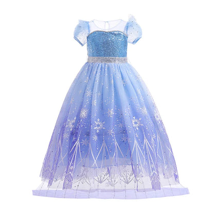 Halloween Girl Elsa Role Playing Dress Light Up Halloween Frozen Carnival Apparel Girls Birthday Cosplay Princess Glowing Dress