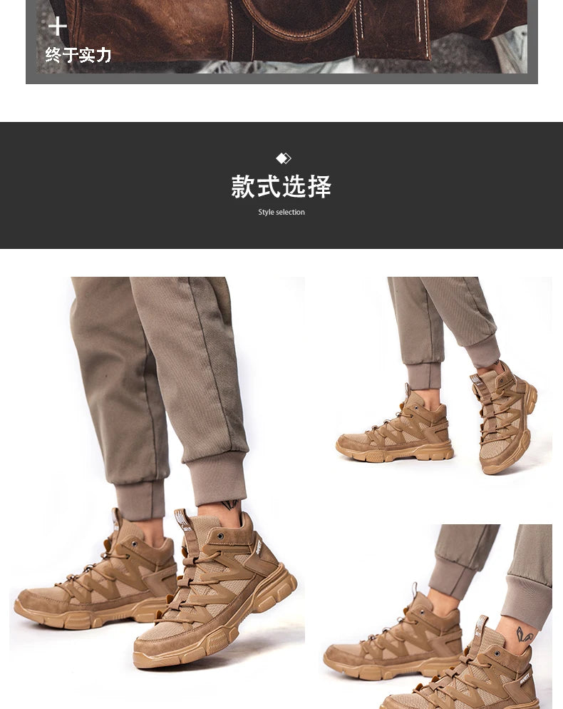 Male Work Boots Indestructible Safety Shoes Men Steel Toe Puncture-Proof Work Sneakers Male Shoes For Adult Work Shoes