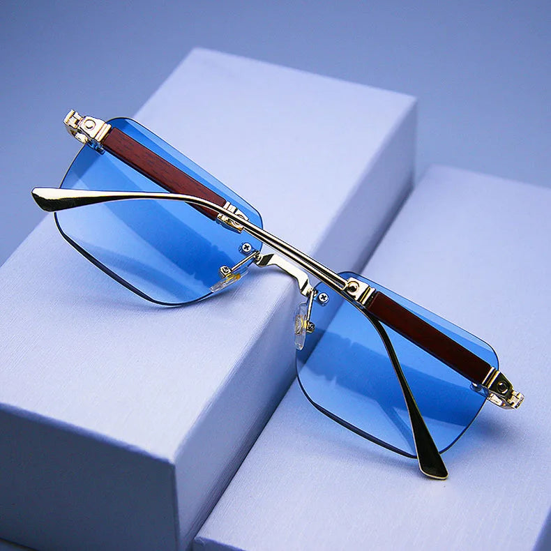Fashion Rimless Sunglasses For Men Designer Square Sunglasses Women 2024 Trendy Retro Gafas De Sol Hombre Lunette Soleil Femme