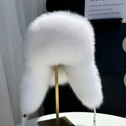 100% genuine fox fur ear-protecting hat Men real raccoon fur bomber hat Women winter warm fur real sheep leather snow hat