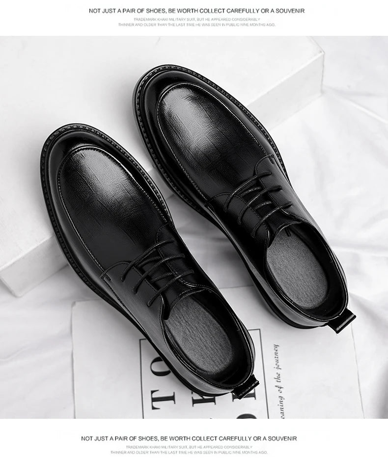 Big Size Elevator Shoes Men Leather Shoes Height Increasing Shoes For Man Increase Insole 6-8CM Invisible Heightening Lift Shoes
