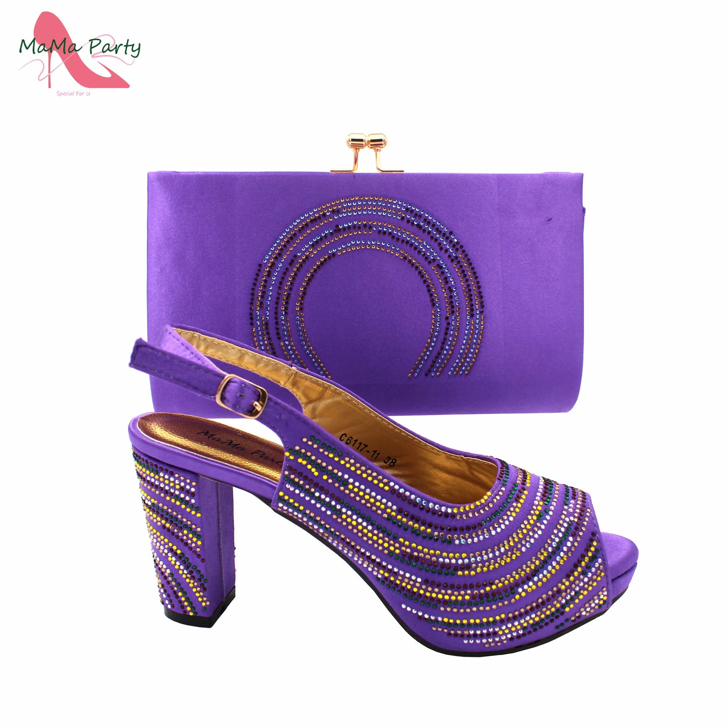 Orange Color Mature Pumps African Design Women Matching Shoes and Bag Set with Platform High Quality Sandals for Wedding