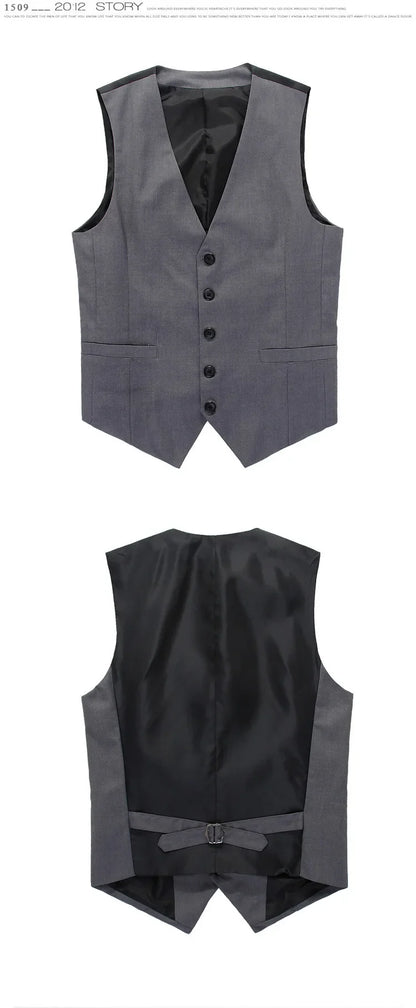 Fashion Single Breasted Suit Vests for Men Grey Black High-end Male Waistcoat Slim Fit Formal Business Casual Vest Plus Size 7XL