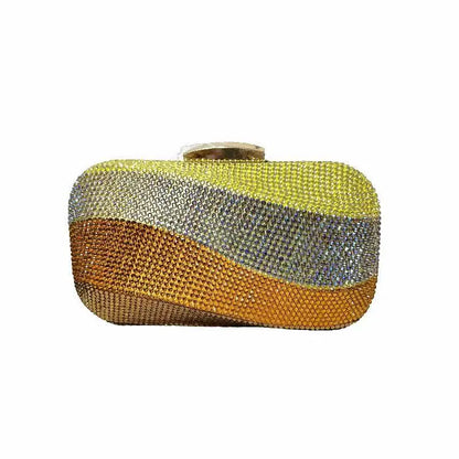 Colorful Rainbow Colors Diamond Evening Purse Wedding Party Crystal Clutch Wallet Bag Banquet Gala Dinner Female Handbag