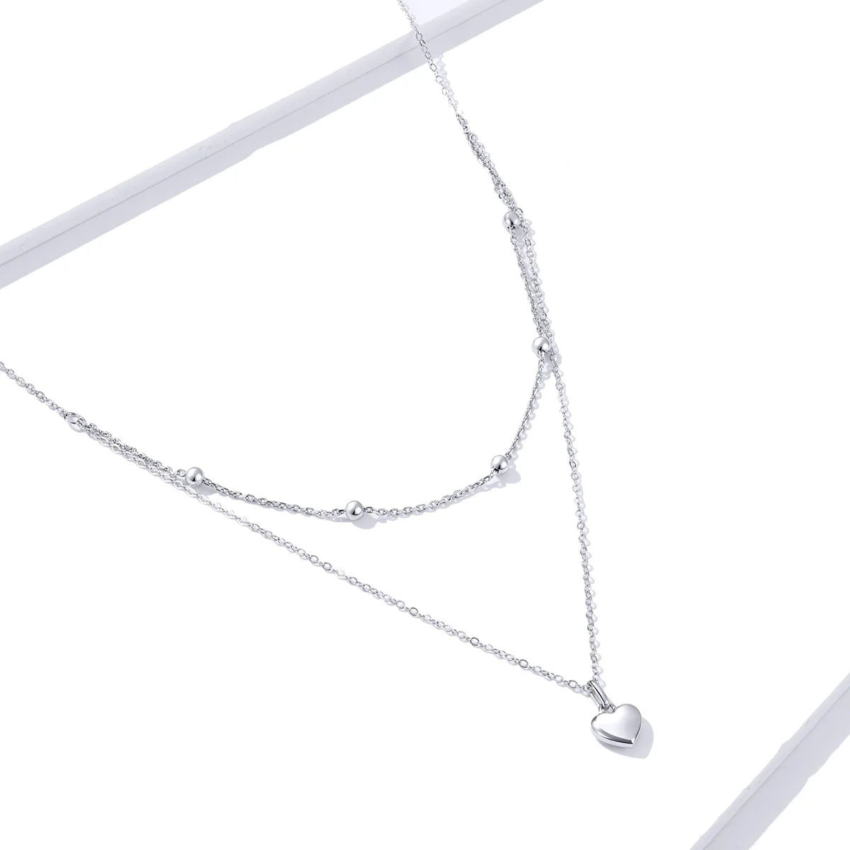 925 Sterling Silver Romantic Heart Pendant Necklace for Women Gold Double Layer Choker Female Fine Jewelry Anniversary